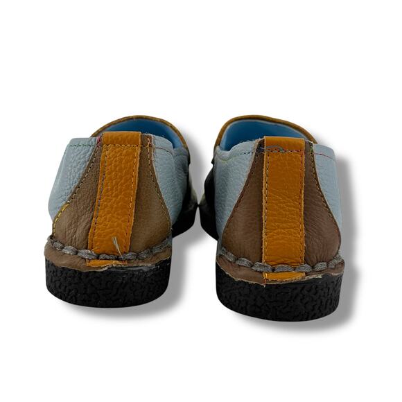 Artsy Pebbled Leather Pinwheel Rainbow Colorful Loafer Shoes Womens Sz 39 8 - Picture 4 of 6